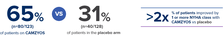65% of patients on CAMZYOS® vs 31% of patients on placebo